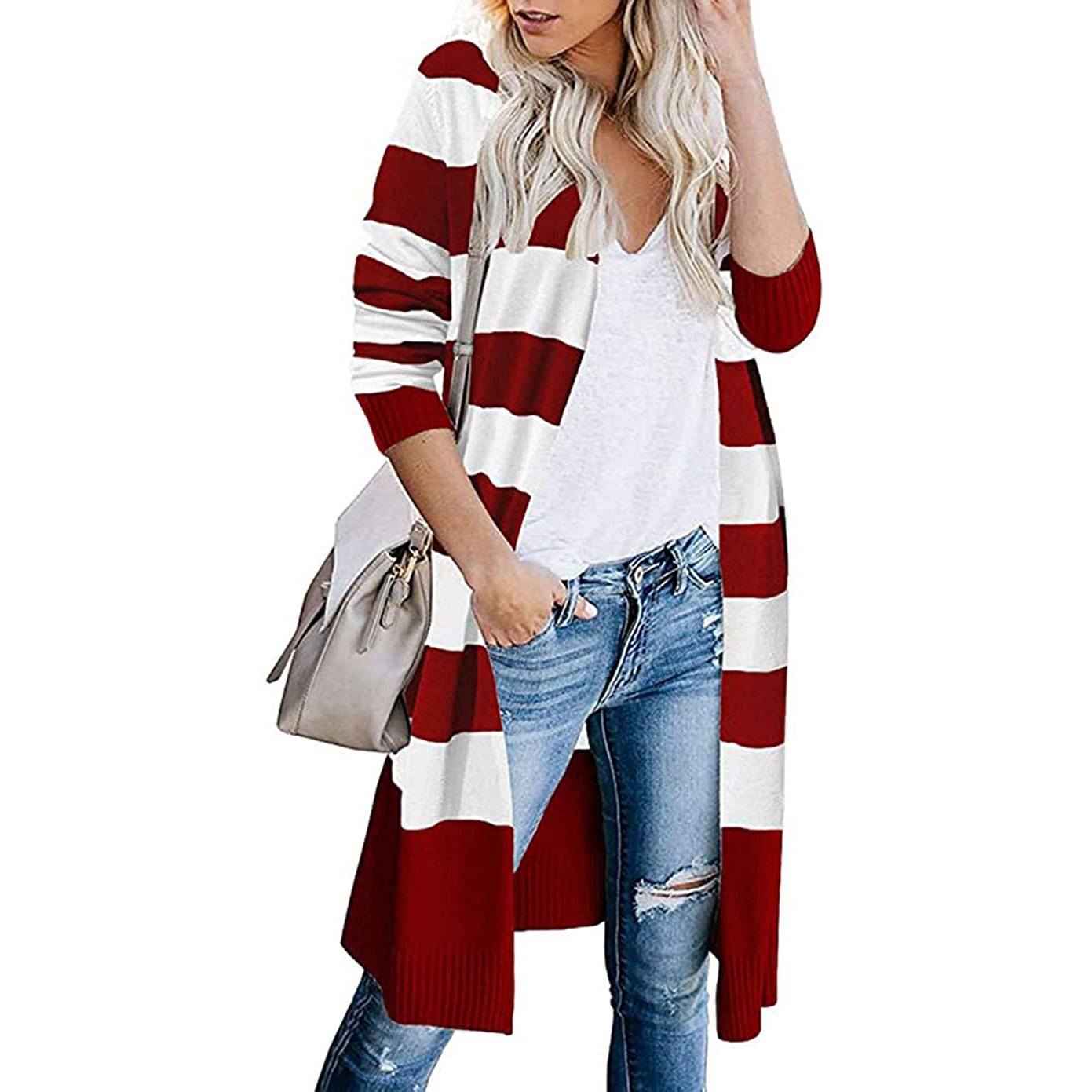 Women’s Open Front Long Cardigan Long Sleeves Lightweight Knit Fall Sweater