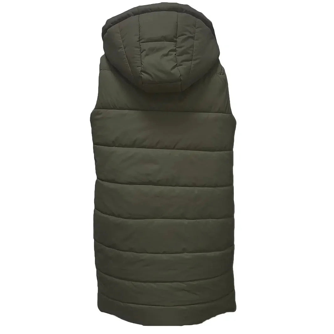 Casual Sleeveless Long Button Front Hooded Coat Outerwear