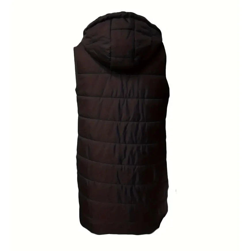 Casual Sleeveless Long Button Front Hooded Coat Outerwear