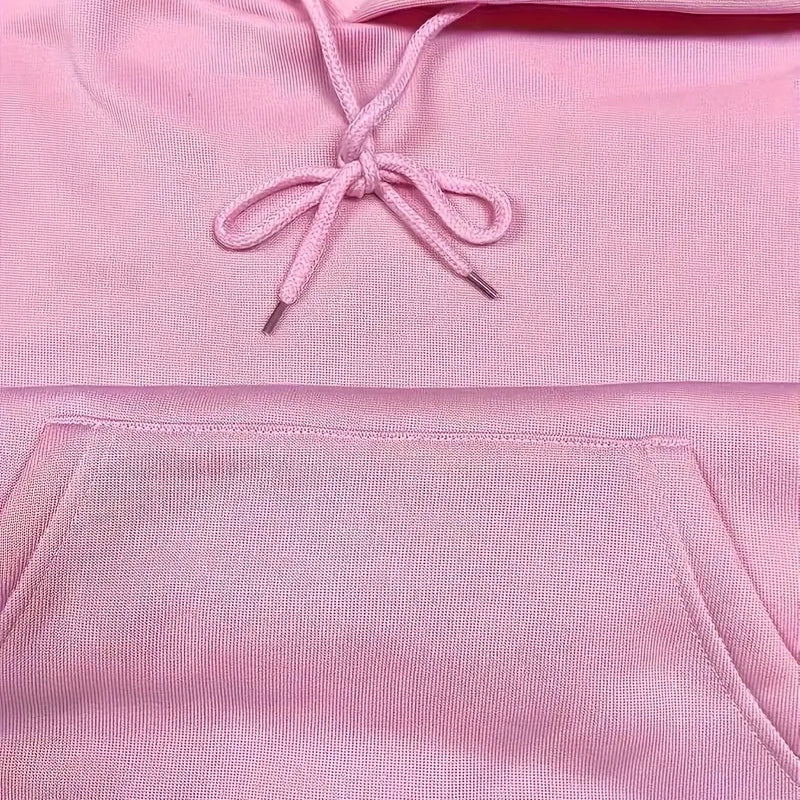 Solid Drawstring Casual Long Sleeve Hoodie