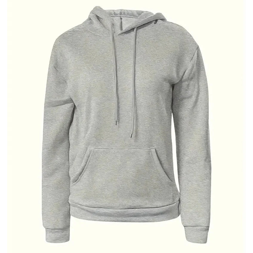 Solid Drawstring Casual Long Sleeve Hoodie