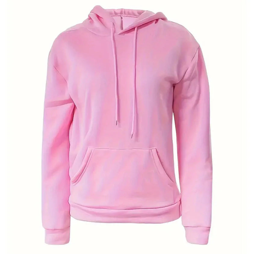 Solid Drawstring Casual Long Sleeve Hoodie