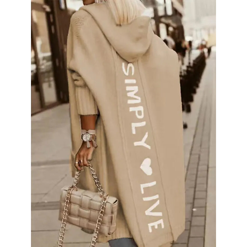Women's Cardigan Knitted Letter Personalized Stylish Casual Long Sleeve
