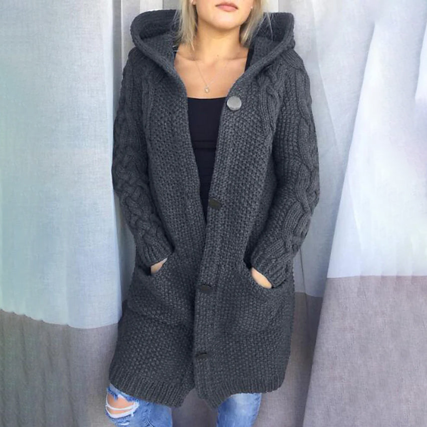 Women's Cardigan Pocket Chunky Long Sleeve Sweater