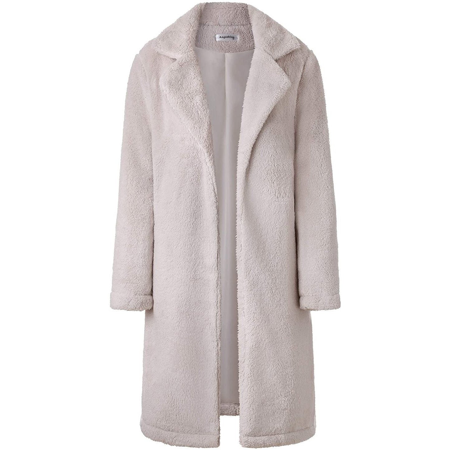 Women's Fuzzy Fleece Lapel Open Front Long Cardigan Coat