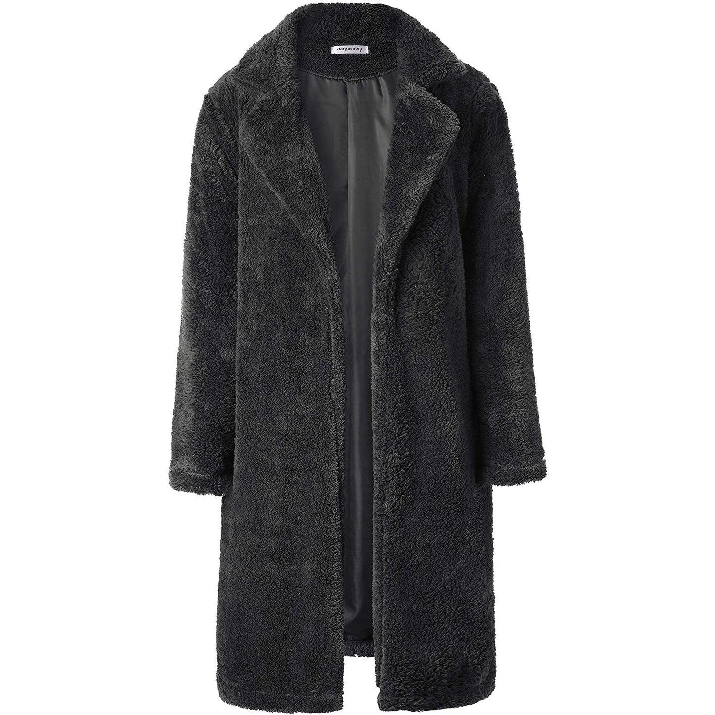 Women's Fuzzy Fleece Lapel Open Front Long Cardigan Coat
